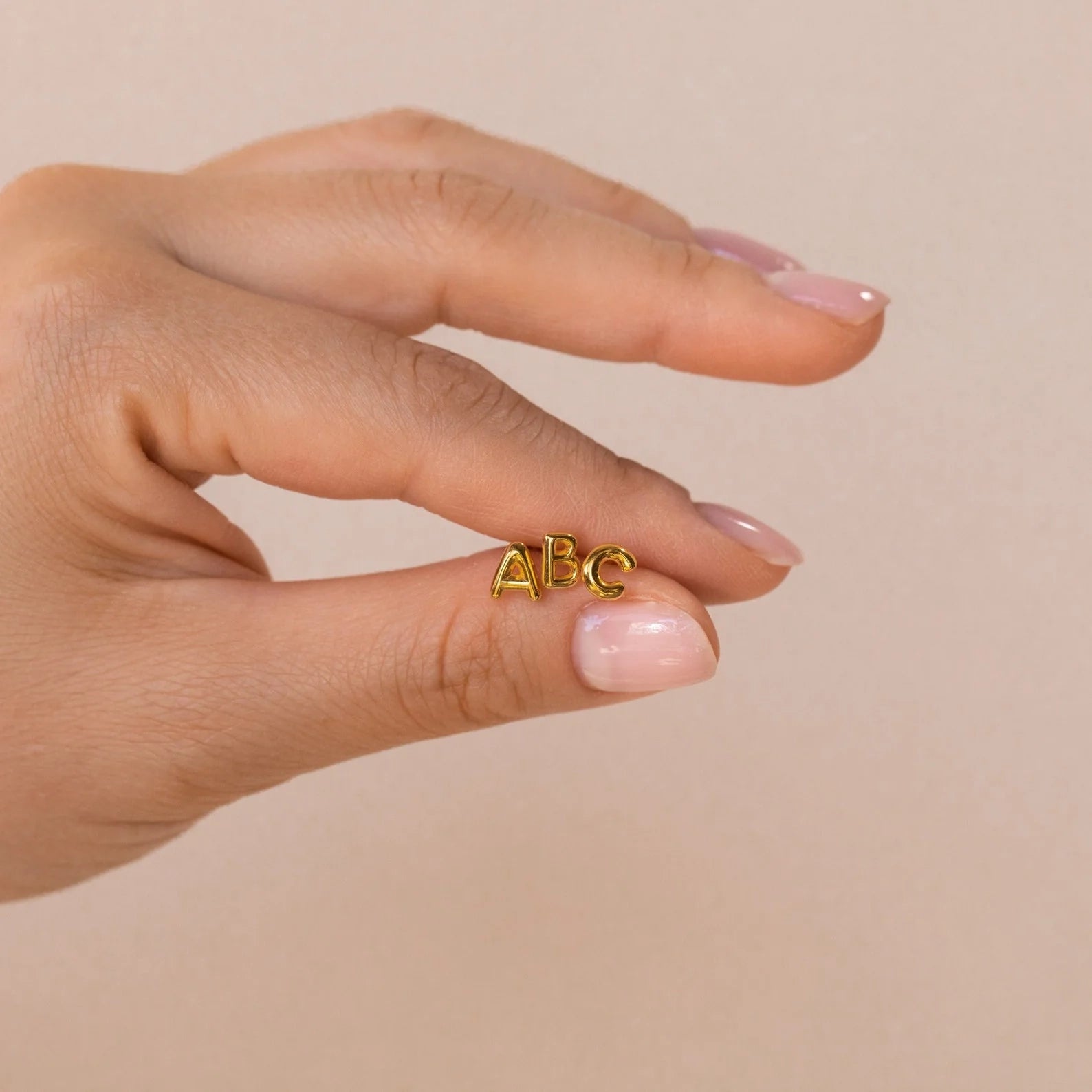 Bubble Letter Studs Silver 18K Gold Plated