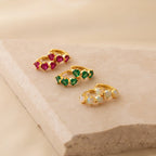 Triple Opal Huggies Silver 18K Gold Plated