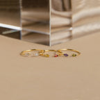 Duo Marquise Birthstone Ring Silver 18K Gold Plated