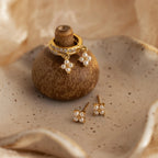 Pearl Flower Studs Silver 18K Gold Plated