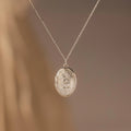 Floral Handwriting Locket Necklace Silver 18K Gold Plated