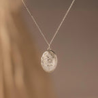 Floral Handwriting Locket Necklace Silver 18K Gold Plated