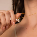 Toi et Moi Diamond Necklace Silver 18K Gold Plated