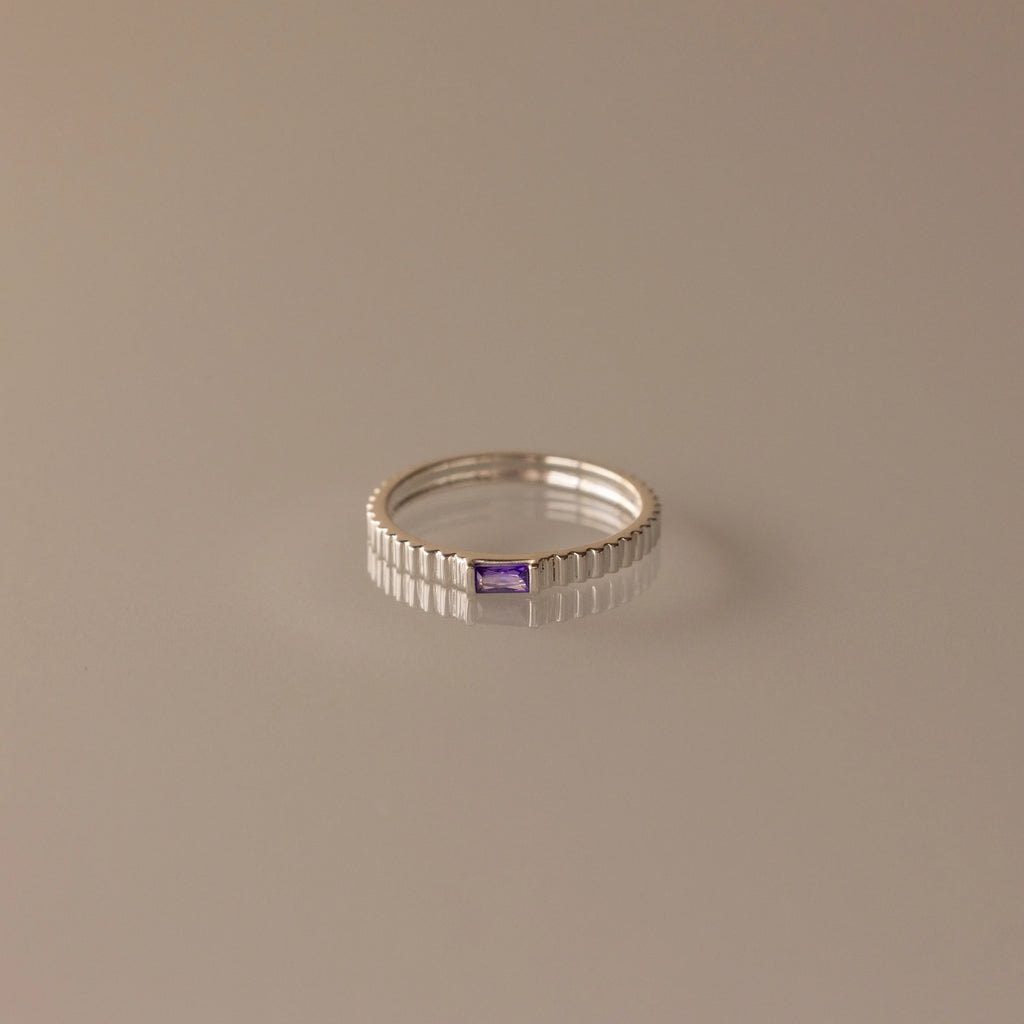 Dainty Amethyst Ring Silver 18K Gold Plated