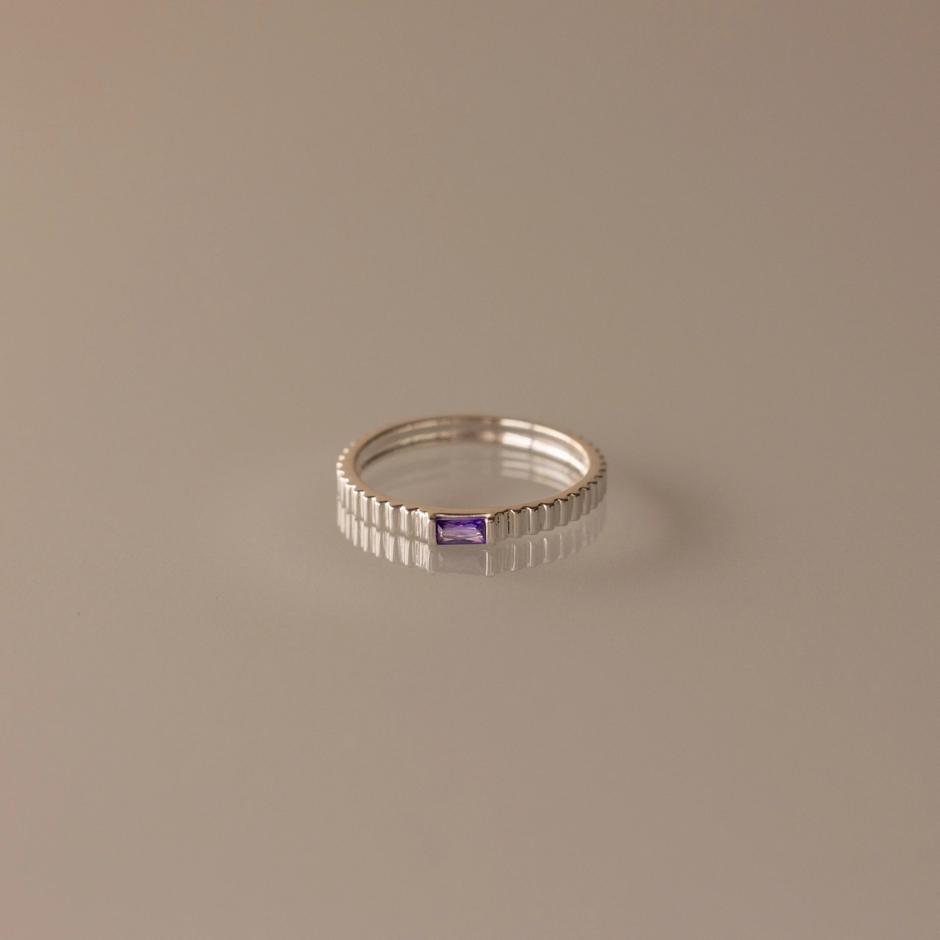 Dainty Amethyst Ring Silver 18K Gold Plated