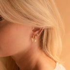 Pink Opal Drop Huggies Silver 18K Gold Plated