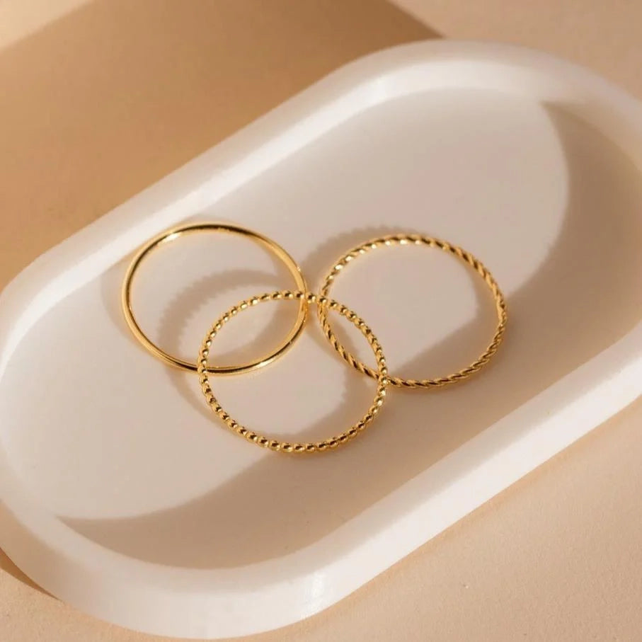 Skinny Stacking Rings Set Silver 18K Gold Plated