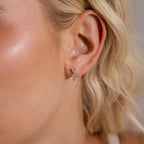Diamond Heart Drop Flatback Studs Silver 18K Gold Plated