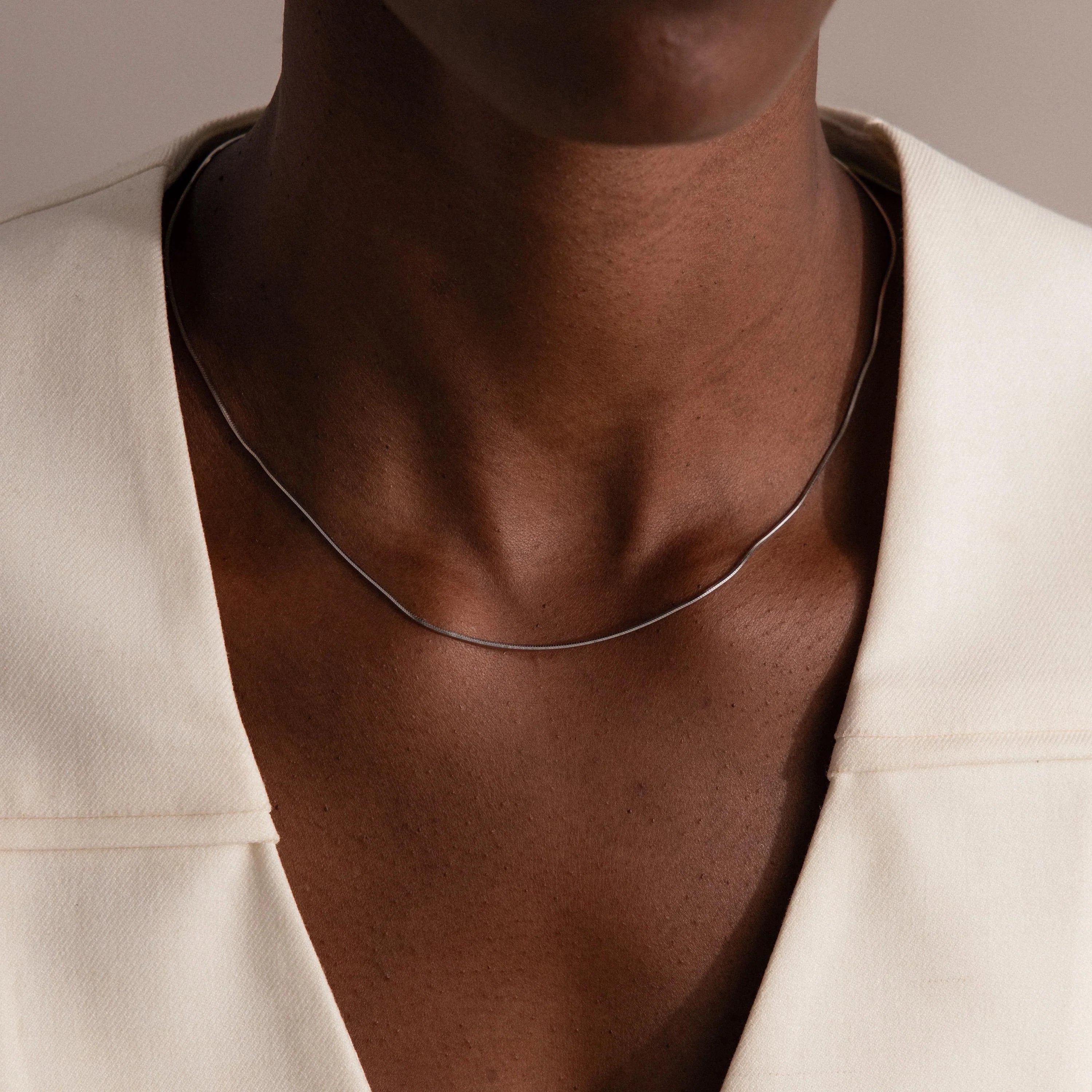 Dainty Herringbone Necklace Silver 18K Gold Plated