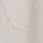 Marquise Station Necklace Silver 18K Gold Plated
