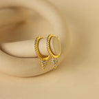 Diamond Pave Spike Huggies Silver 18K Gold Plated