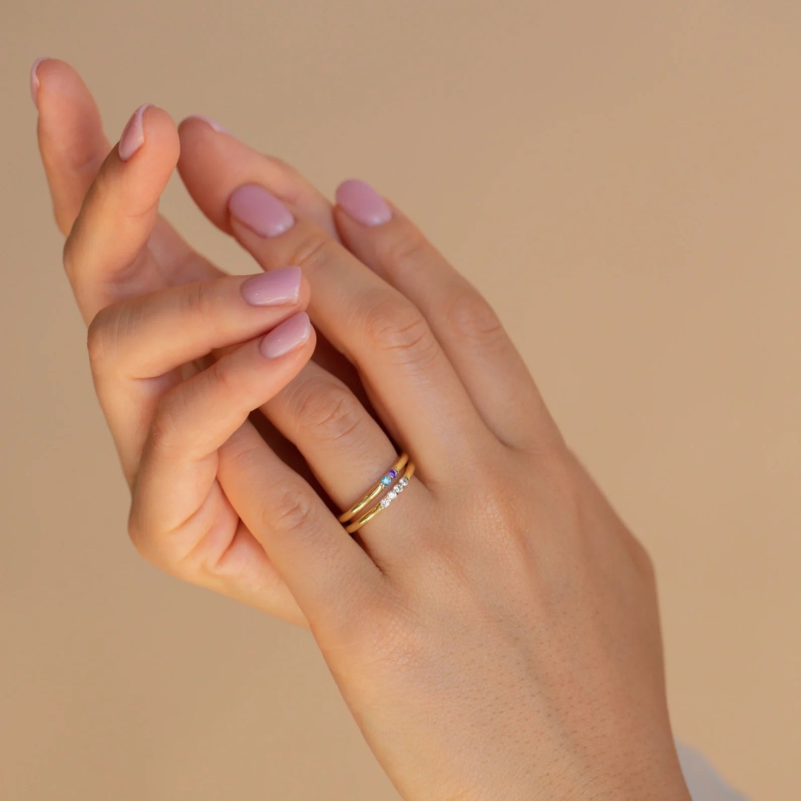 Mini Birthstone Ring Silver 18K Gold Plated