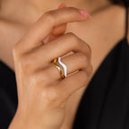 Duo Wave Ring Set Silver 18K Gold Plated