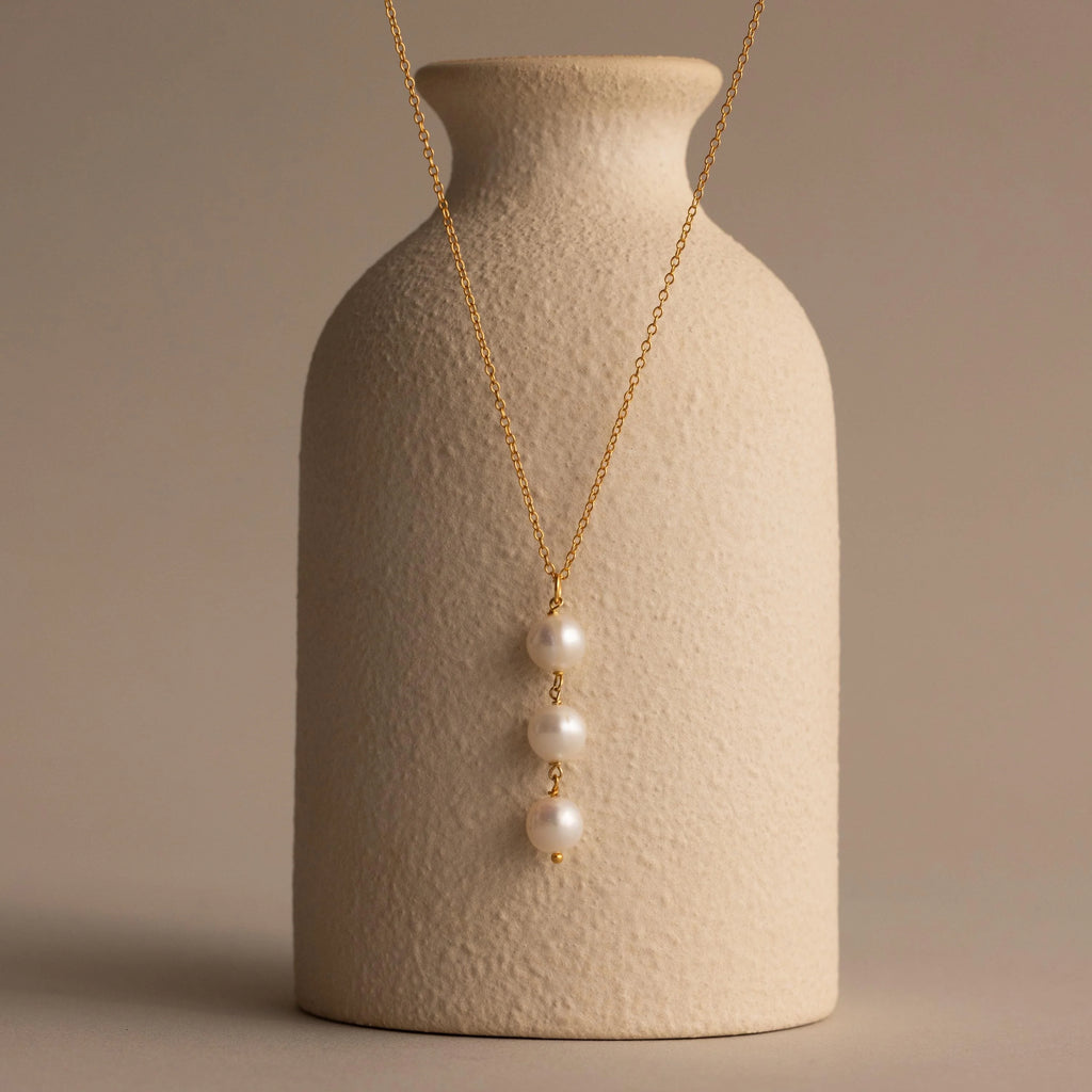 Pearl Cascade Necklace Silver 18K Gold Plated