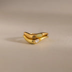 Zen Gemstone Curve Ring Silver 18K Gold Plated