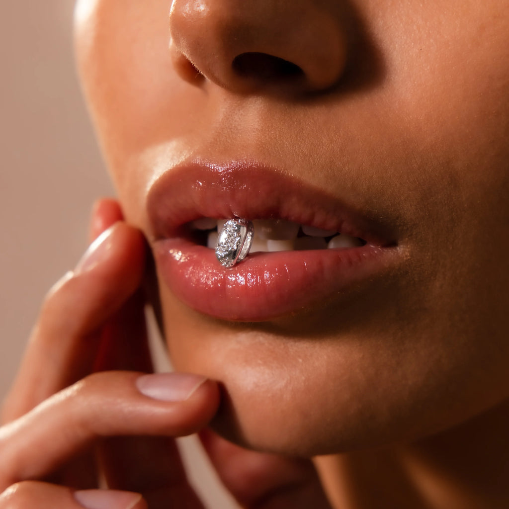 Sprinkle Diamond Dome Spacer Charm Silver 18K Gold Plated