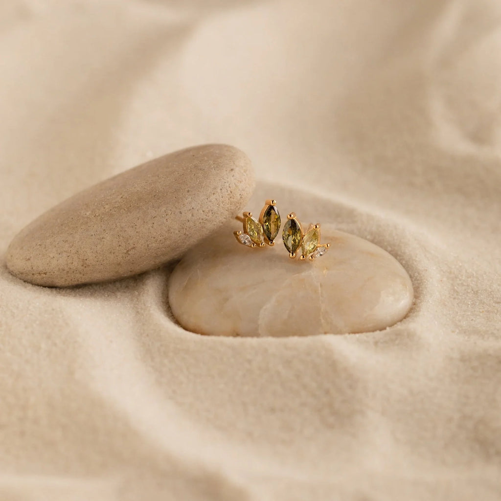 Seagrass Green Crystal Stud Earrings: Inspired by Oceanic Beauty