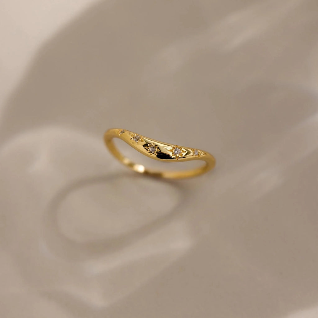North Star Curve Dome Ring Silver 18K Gold Plated