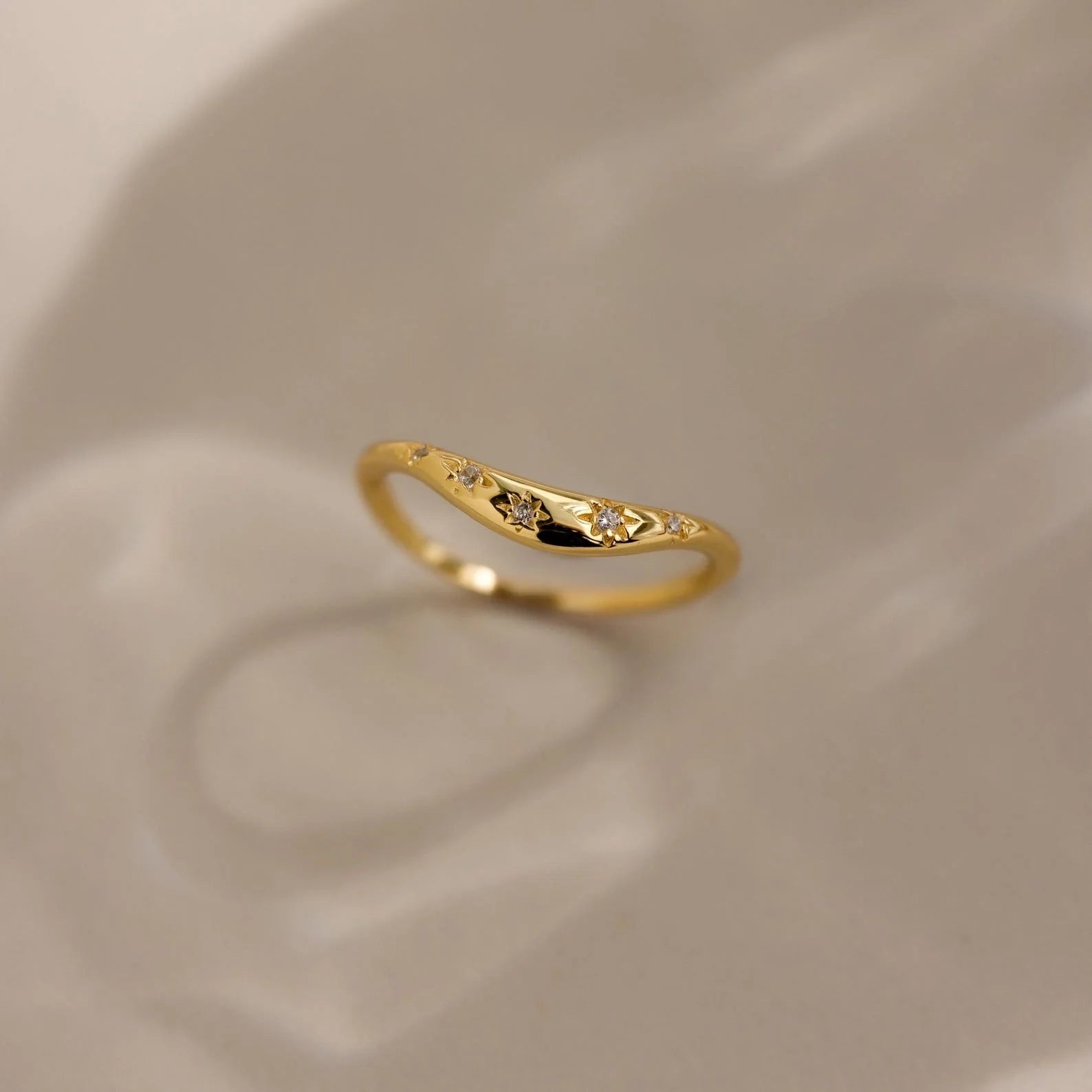 North Star Curve Dome Ring Silver 18K Gold Plated