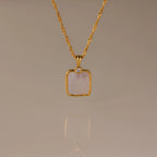 Mother of Pearl Charm Necklace Silver 18K Gold Plated