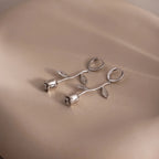 Dangling Rose Huggies Silver 18K Gold Plated
