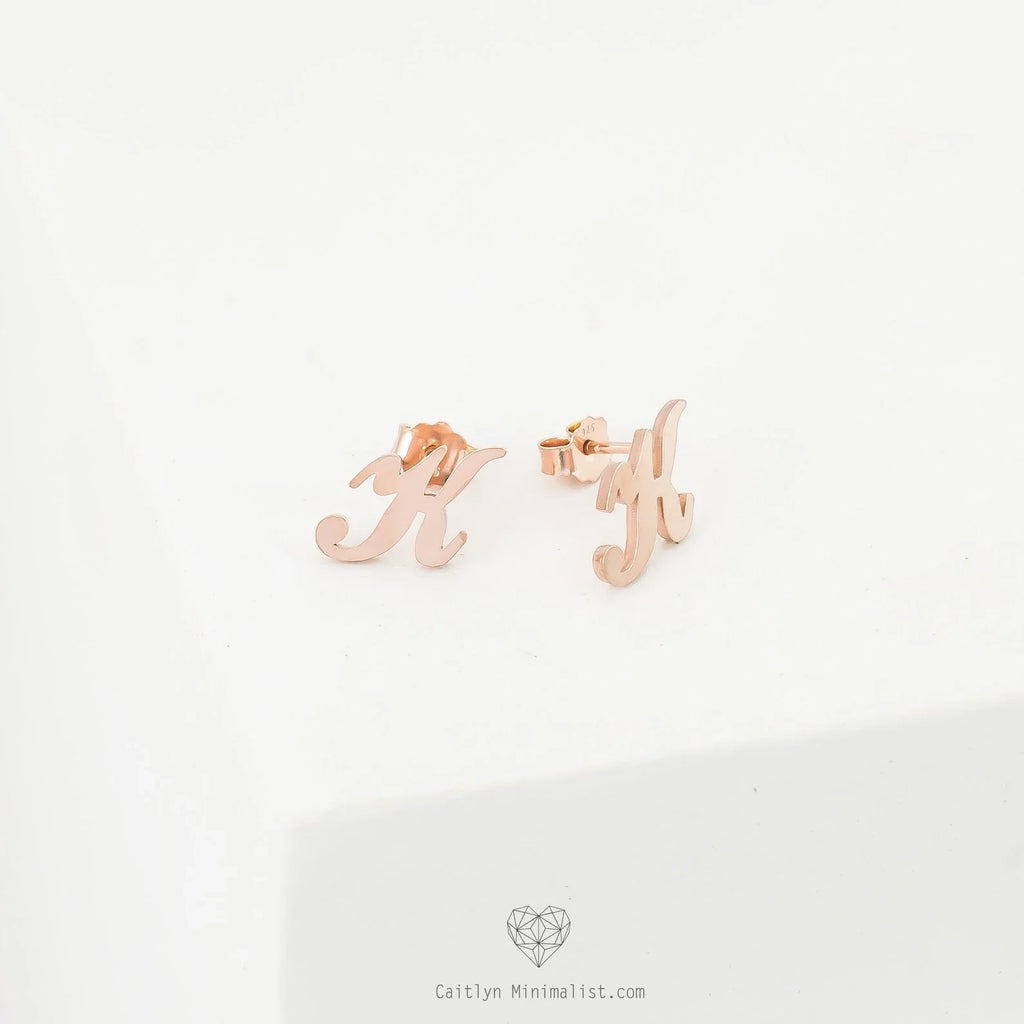 Alex Initial Studs Silver 18K Gold Plated