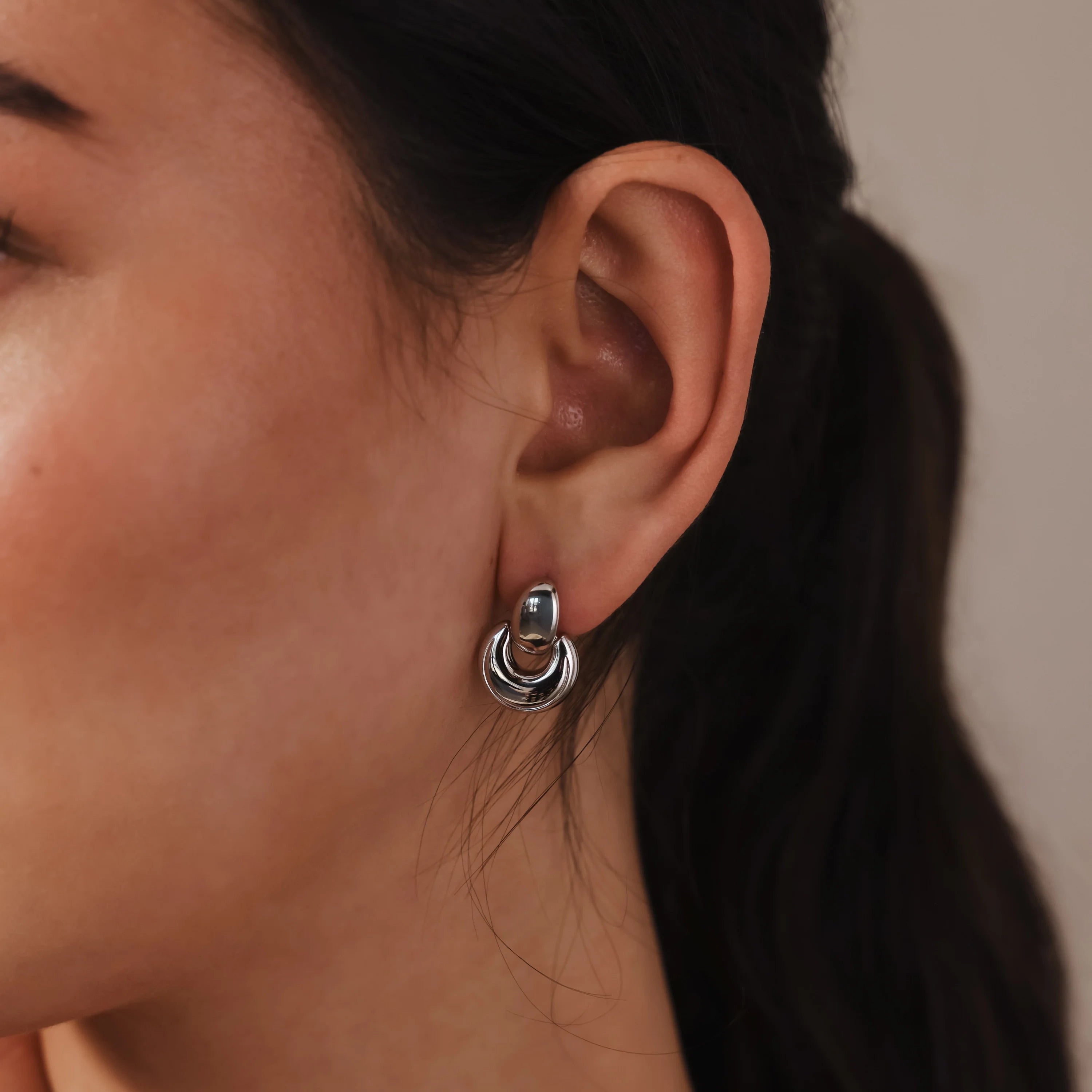 Eclipse Dome Studs Silver 18K Gold Plated