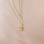 Diamond Starburst Duo Necklace Plated