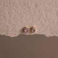 Rhombus Alexandrite Flatback Studs Silver 18K Gold Plated