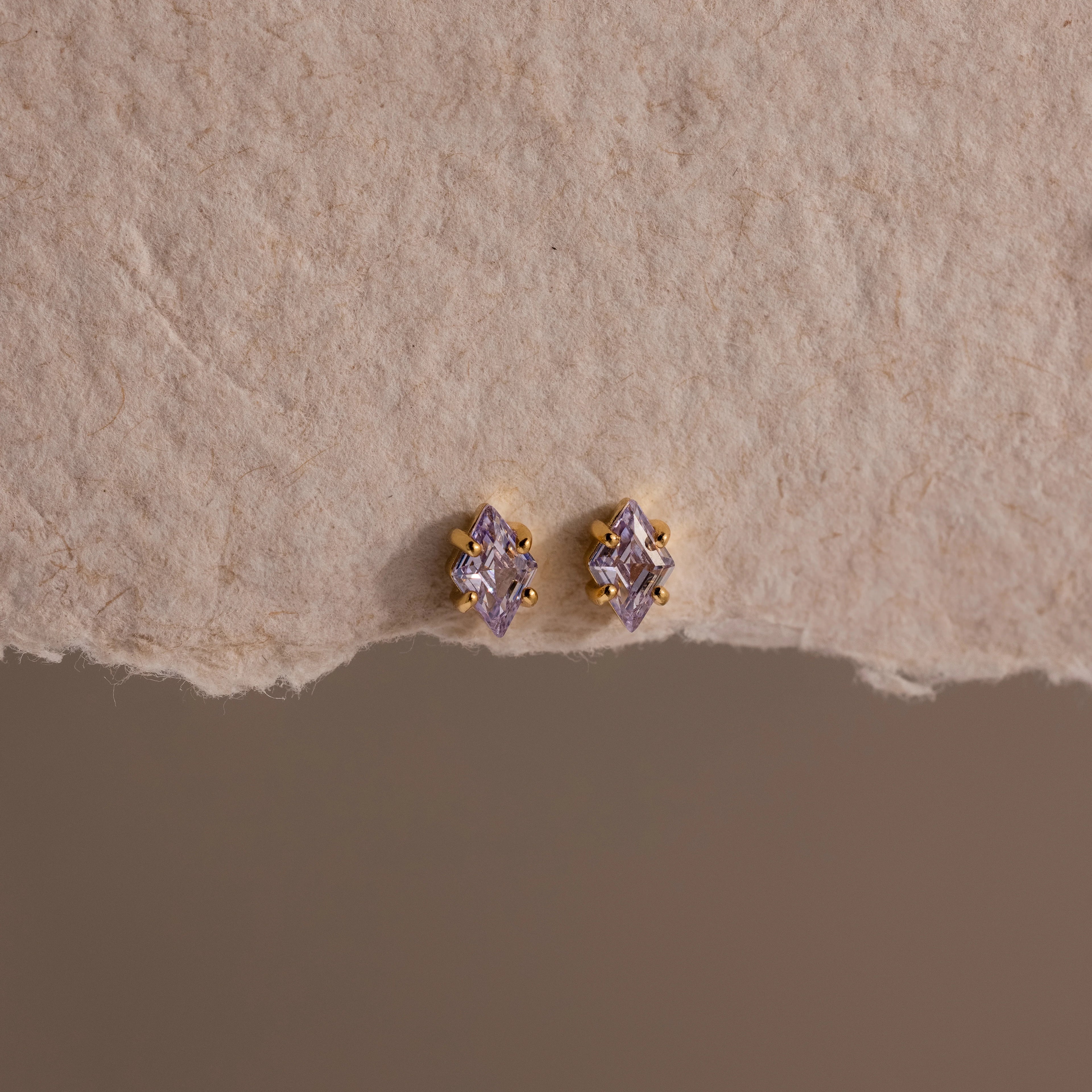 Rhombus Alexandrite Flatback Studs Silver 18K Gold Plated