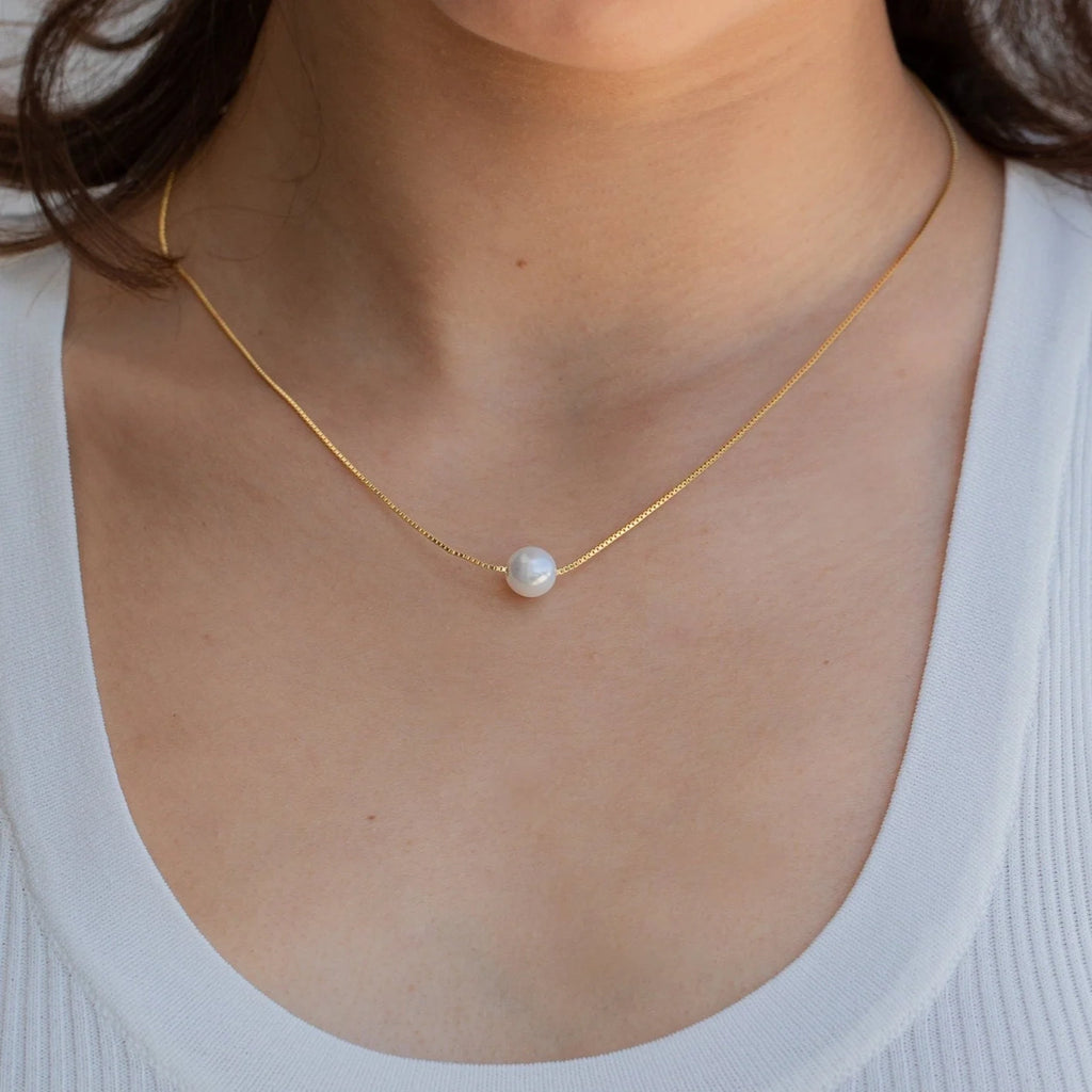 Freshwater Pearl Necklace Silver 18K Gold Plated