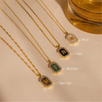 Pave Gemstone Initial Necklace  Silver 18K Gold Plated