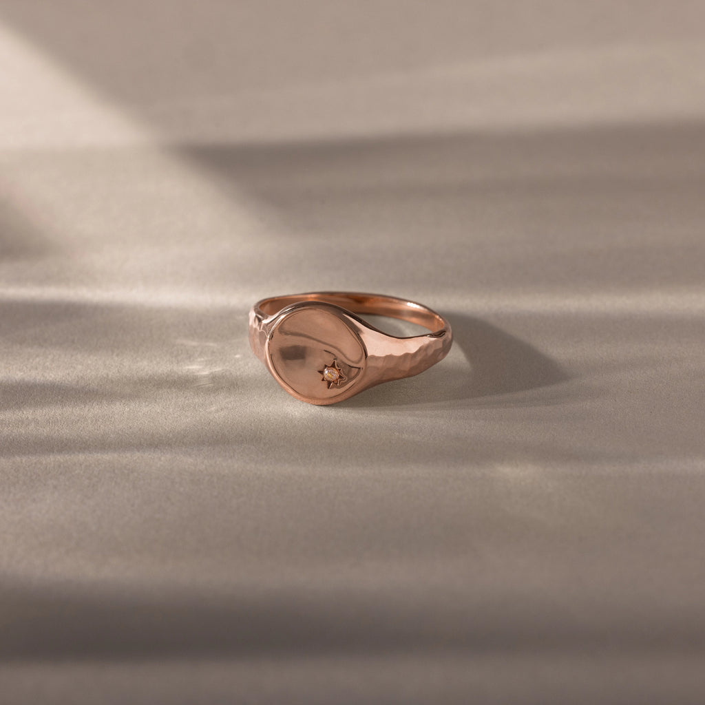 Pink Tourmaline Signet Ring Silver 18K Gold Plated