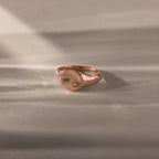 Pink Tourmaline Signet Ring Silver 18K Gold Plated