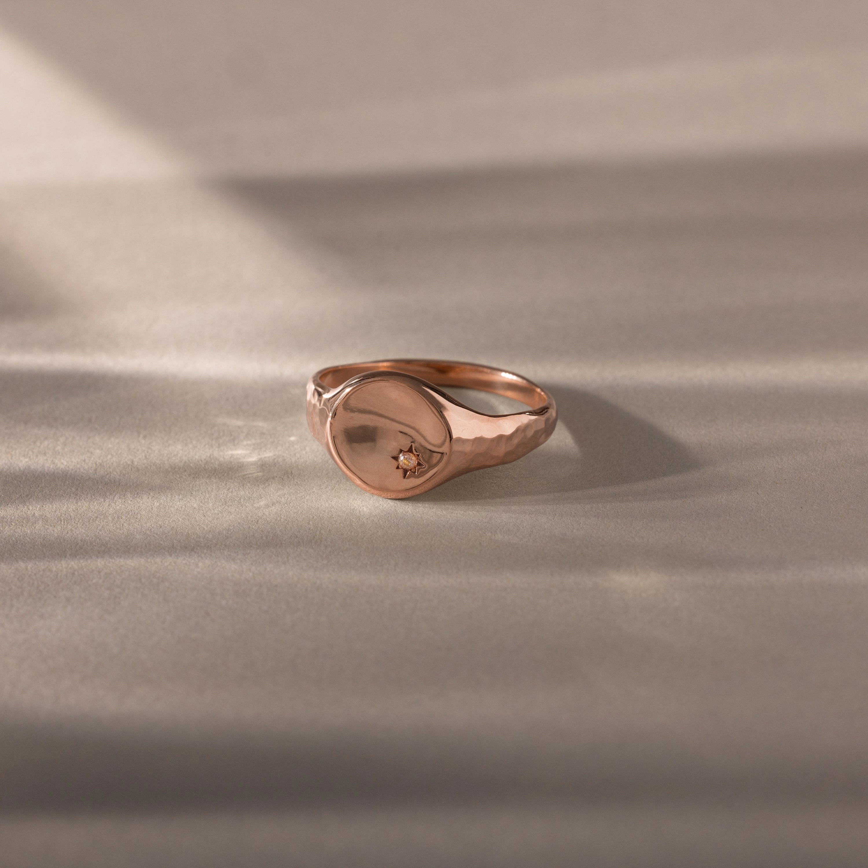 Pink Tourmaline Signet Ring Silver 18K Gold Plated