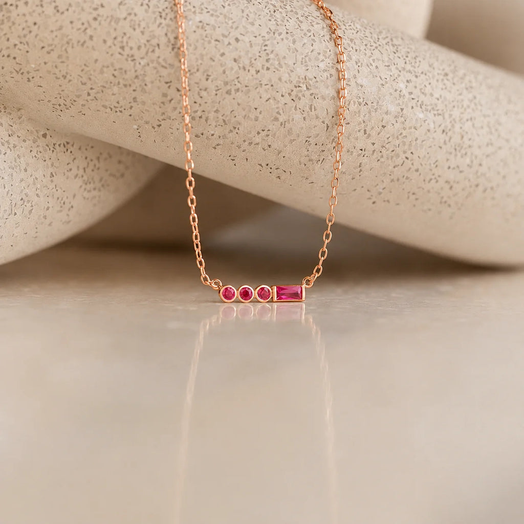 Initial Morse Code Birthstone Necklace