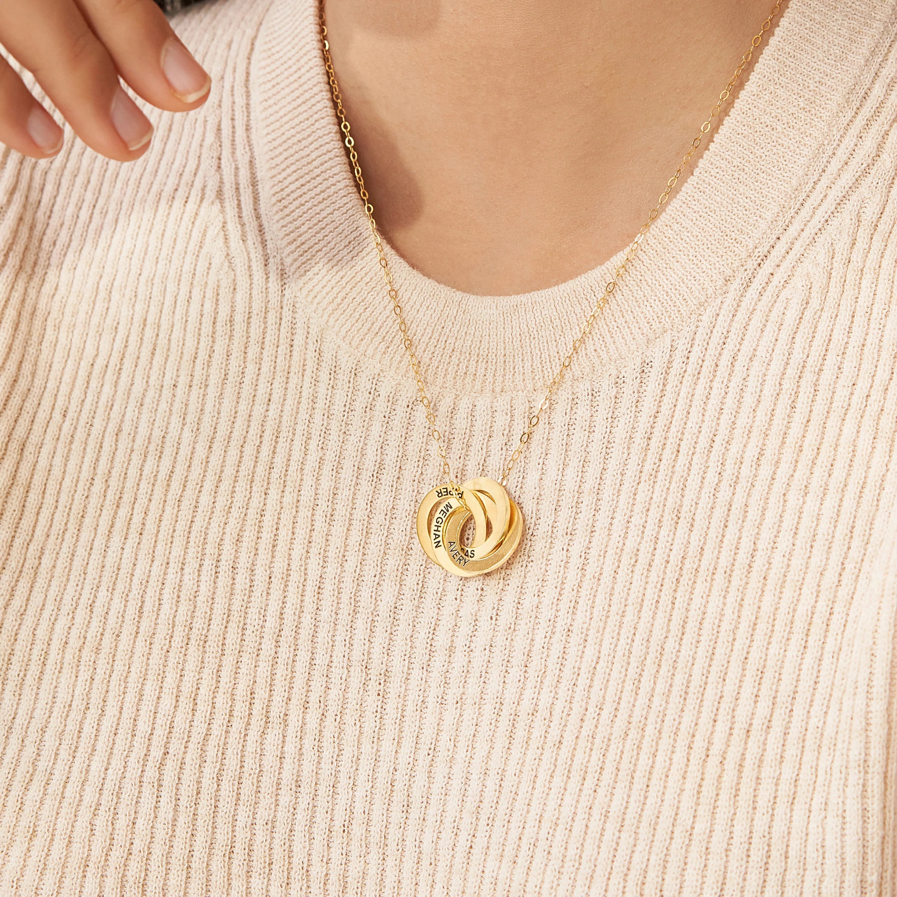 Interlocking Family Necklace Silver 18K Gold Plated