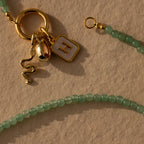 Beaded Jade Charm Necklace Silver 18K Gold Plated