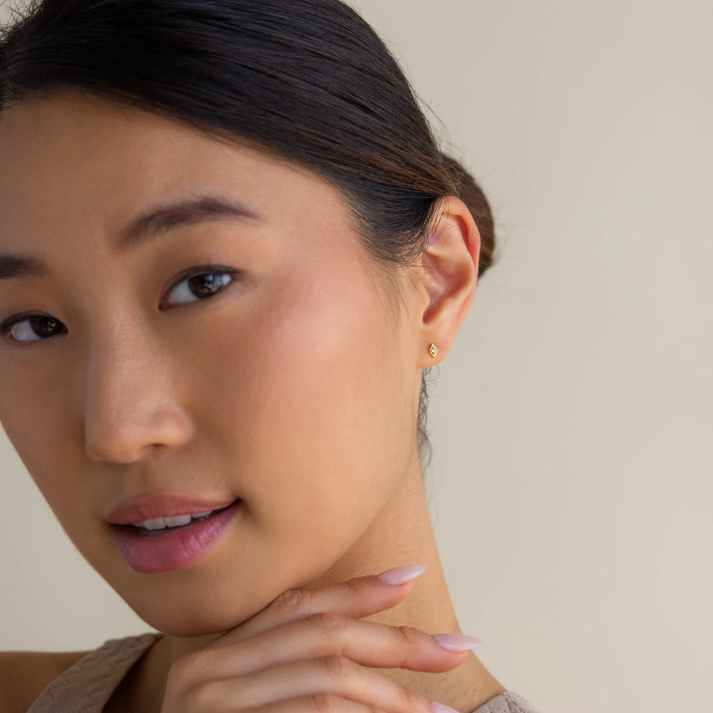 Ericka Diamond Studs Silver 18K Gold Plated