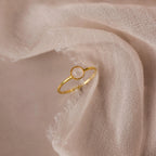 Dainty Round Moonstone Ring Silver 18K Gold Plated