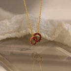 Interlocking Duo Birthstone Necklace Silver 18K Gold Plated