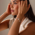 Serenity Pearl Cuff Bracelet Silver 18K Gold Plated