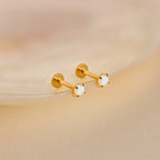Opal Flat Back Studs Silver 18K Gold Plated