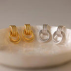 Twisted Knot Hoop Earrings Silver 18K Gold Plated