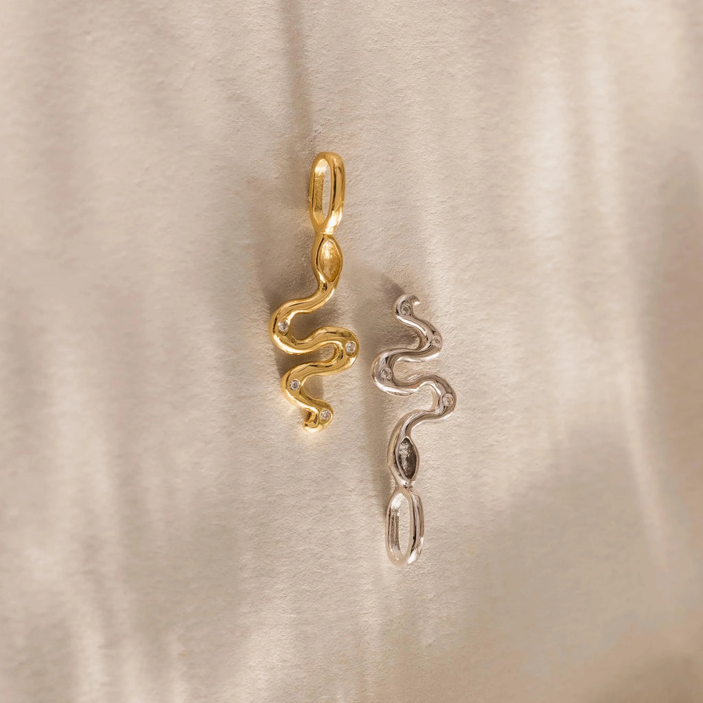 Viper Snake Charm Silver 18K Gold Plated