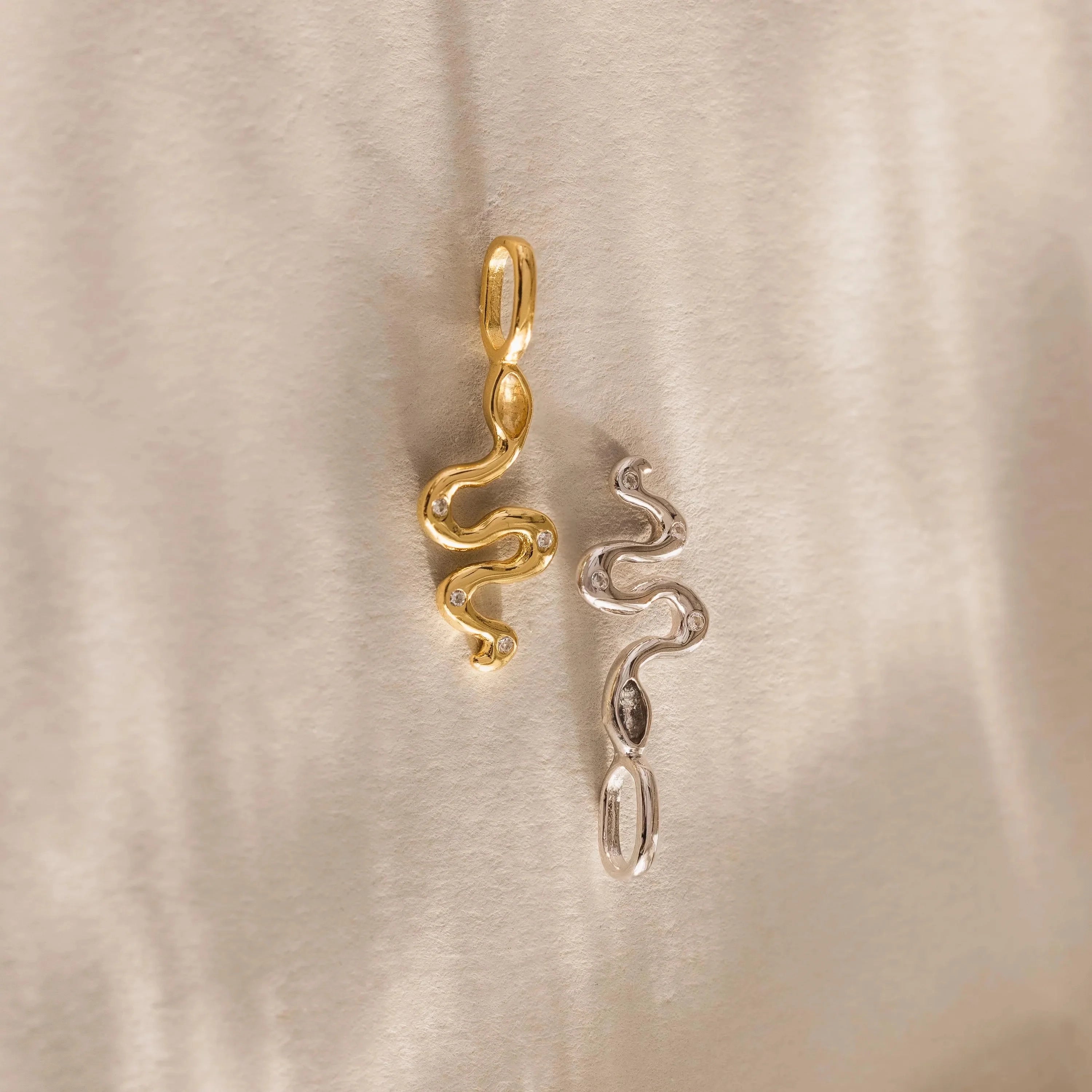 Viper Snake Charm Silver 18K Gold Plated