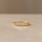 Diamond Art Deco Ring Silver 18K Gold Plated