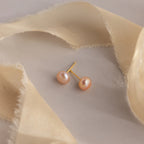 Pink Pearl Studs Silver 18K Gold Plated