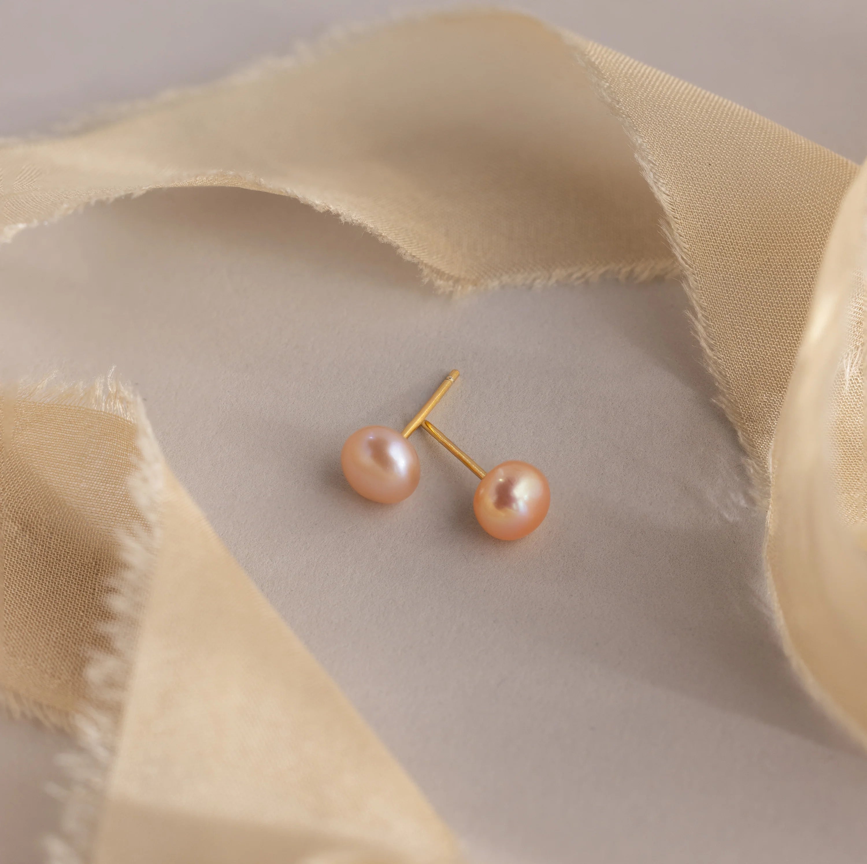 Pink Pearl Studs Silver 18K Gold Plated