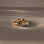Mixed Metal Dome Ring Set Silver 18K Gold Plated